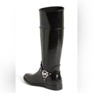 Michael Kors logo Fulton Harness Tall Rain Boot designer riding style knee high